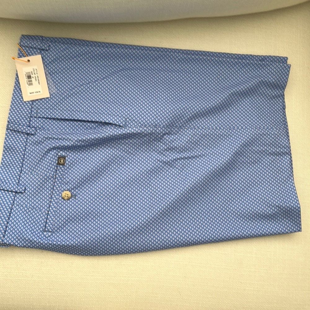 NWT Peter Millar Blue Patterned Flat Front Men’s Shorts